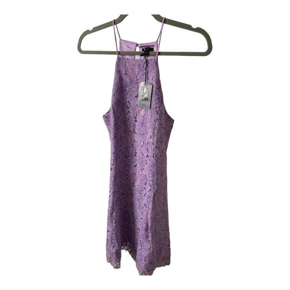 NBD Bria Floral Lace Mini Dress Halter Fairy Whimsical Party Lilac Dainty Sz S - Picture 4 of 12